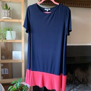 Navy and Coral short sleeve dress, size XL